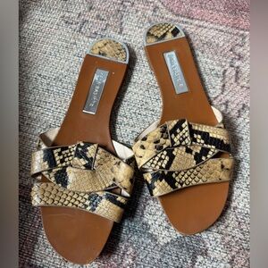 Zara Women's Beige Snake Print Sandals